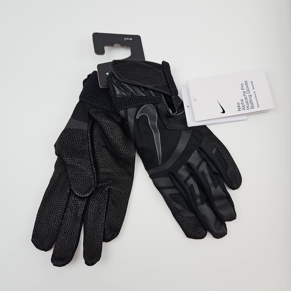 Nike Alpha Huarache Pro Baseball Black‎ Batting Gloves Men's Size Small New